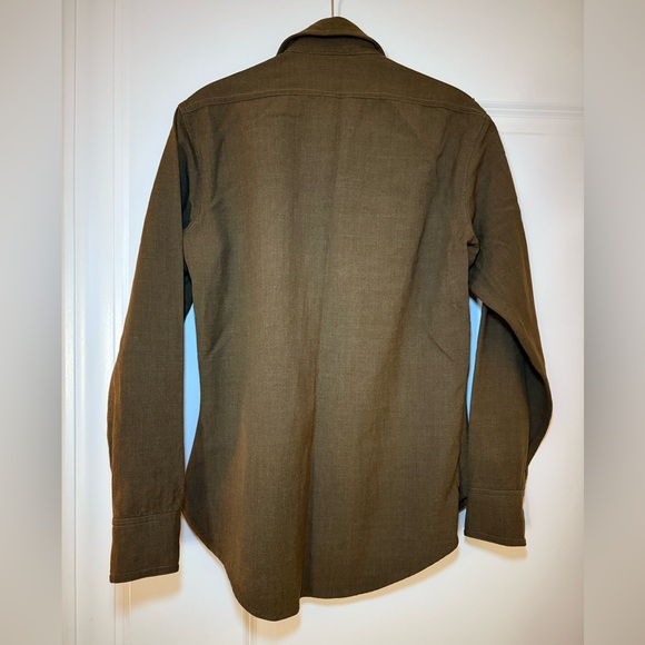 Vintage Men's Wool Green Army Style Button Up Shirt Size S - Picture 7 of 14